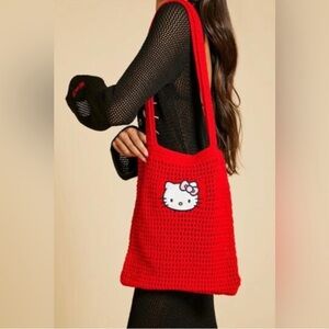 Hello Kitty Red Crochet Tote Bag